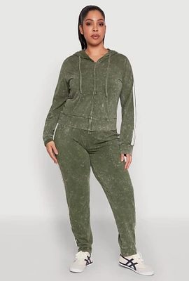 Womens Plus Daisy Varsity Stripe Drawstring Joggers, Green,