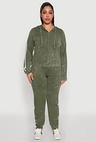 Womens Plus Daisy Varsity Stripe Drawstring Joggers, Green,