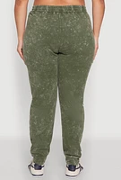 Womens Plus Daisy Varsity Stripe Drawstring Joggers, Green,