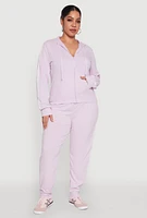 Womens Plus Size Daisy Varsity Stripe Drawstring Joggers, Purple, Size 2X