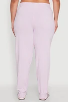 Womens Plus Size Daisy Varsity Stripe Drawstring Joggers, Purple, Size 2X