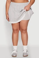 Womens Plus Size Daisy Varsity Stripe Pleated Skort, Grey, Size 1X