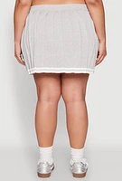 Womens Plus Size Daisy Varsity Stripe Pleated Skort, Grey, Size 1X