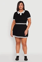 Womens Plus Daisy Varsity Stripe Pleated Skort, 3X