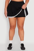 Womens Plus Daisy Varsity Stripe Pleated Skort, 3X