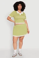 Womens Plus Size Daisy Varsity Stripe Pleated Skort, Green, Size 2X