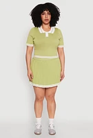 Womens Plus Daisy Varsity Stripe Pleated Skort,