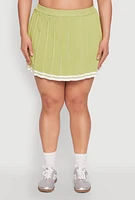 Womens Plus Daisy Varsity Stripe Pleated Skort,