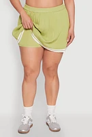Womens Plus Daisy Varsity Stripe Pleated Skort,