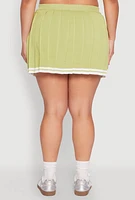 Womens Plus Daisy Varsity Stripe Pleated Skort,
