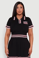 Womens Plus Daisy Varsity Stripe Crop Top, 1X