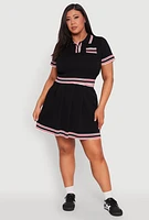 Womens Plus Daisy Varsity Stripe Crop Top, 1X