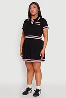 Womens Plus Daisy Varsity Stripe Crop Top, 1X
