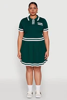 Womens Plus Daisy Varsity Stripe Crop Top,