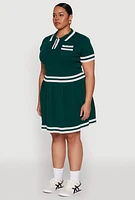 Womens Plus Daisy Varsity Stripe Crop Top,