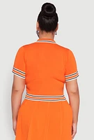 Womens Plus Daisy Varsity Stripe Crop Top, 2X