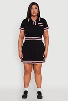 Womens Plus Daisy Varsity Stripe Pleated Skirt,
