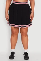 Womens Plus Daisy Varsity Stripe Pleated Skirt,