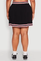 Womens Plus Daisy Varsity Stripe Pleated Skirt,