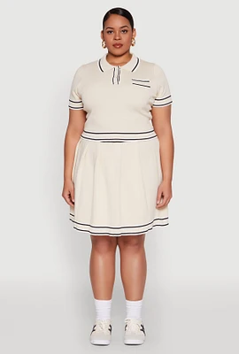 Womens Plus Daisy Varsity Stripe Pleated Skirt, 3X