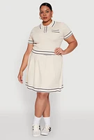 Womens Plus Daisy Varsity Stripe Pleated Skirt,