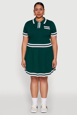 Womens Plus Daisy Varsity Stripe Pleated Skirt,