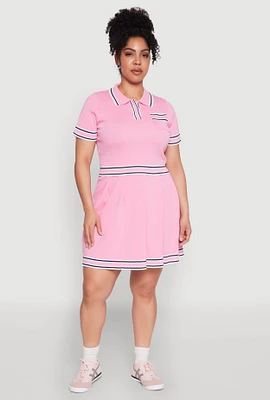 Womens Plus Daisy Varsity Stripe Pleated Skirt,