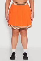 Womens Plus Daisy Varsity Stripe Pleated Skirt, 3X