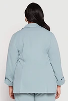 Womens Plus Crepe Knit Tabbed Sleeve Blazer,