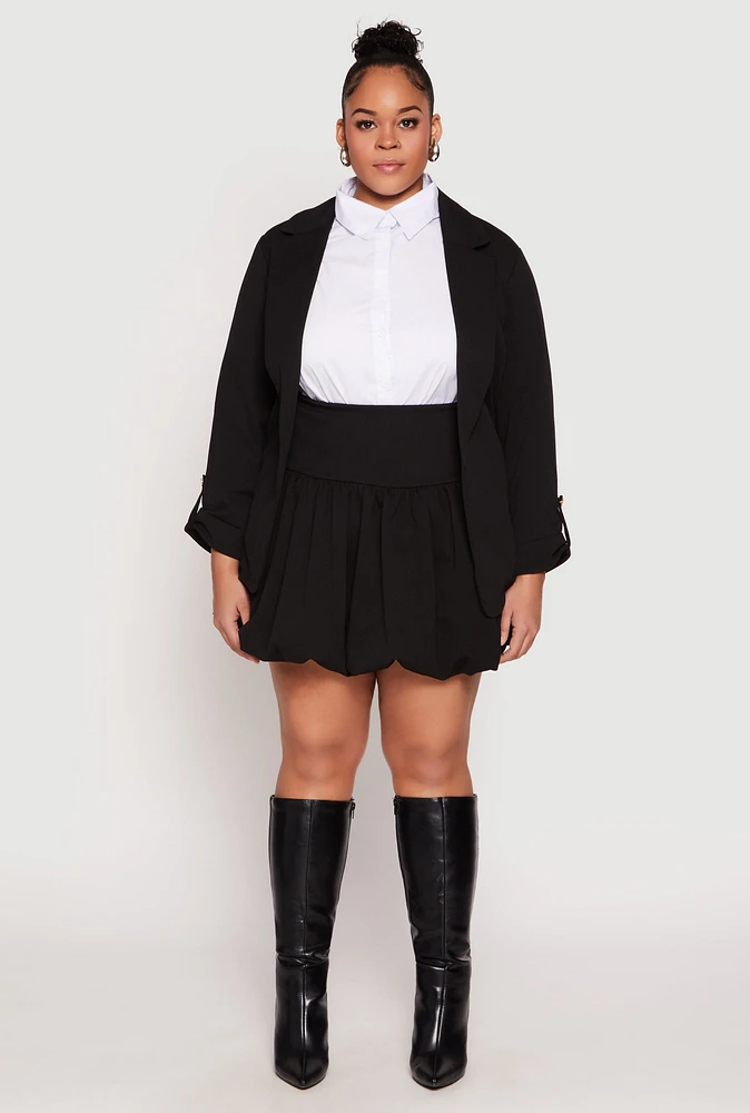 Womens Plus Size High Waisted Mini Bubble Skirt, Black, Size 3X