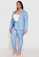 Womens Plus Size Double Breasted Blazer, Blue, Size 2X