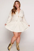 Womens Plus Size High Waisted Pleated Circle Skirt, White, Size 3X