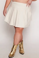 Womens Plus Size High Waisted Pleated Circle Skirt, White, Size 3X