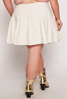 Womens Plus Size High Waisted Pleated Circle Skirt, White, Size 3X