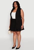 Womens Plus Crepe Knit Button Detail Blazer Vest,
