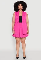 Womens Plus Crepe Knit Button Detail Blazer Vest, 2X