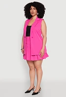Womens Plus Crepe Knit Button Detail Blazer Vest, 2X