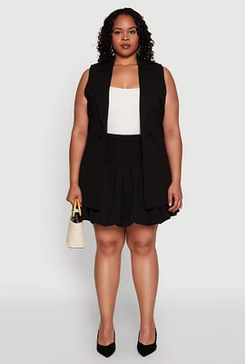 Womens Plus Crepe Knit Bubble Skirt,