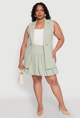 Womens Plus Crepe Knit Bubble Skirt,