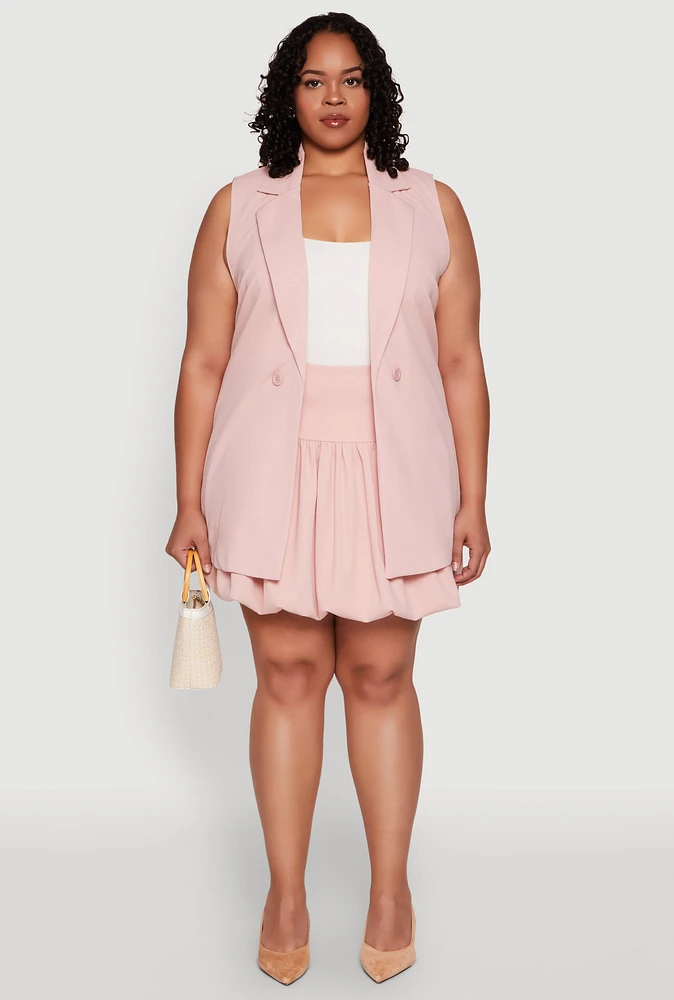 Womens Plus Size Crepe Knit Bubble Skirt, Pink, Size 2X