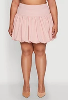 Womens Plus Size Crepe Knit Bubble Skirt, Pink, Size 2X