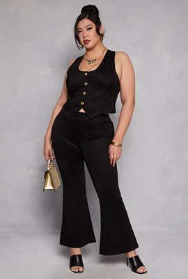 Womens Plus Faux Suede Flare Pants, 3X