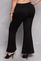 Womens Plus Faux Suede Flare Pants, 3X