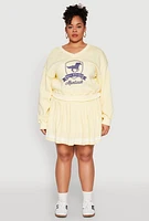 Womens Plus Size V Neck Graphic Sweatshirt, Yellow, Size 3X