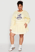 Womens Plus Size V Neck Graphic Sweatshirt, Yellow, Size 3X
