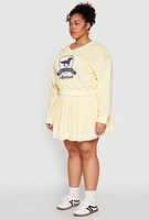 Womens Plus Size V Neck Graphic Sweatshirt, Yellow, Size 3X
