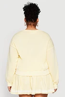 Womens Plus Size V Neck Graphic Sweatshirt, Yellow, Size 3X