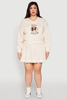 Womens Plus V Neck Graphic Sweatshirt, Beige,