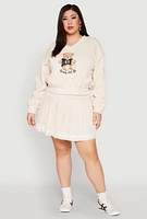 Womens Plus V Neck Graphic Sweatshirt, Beige,