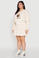 Womens Plus V Neck Graphic Sweatshirt, Beige,